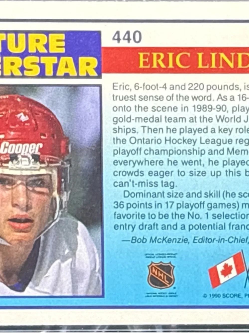 Score Eric Lindros Rookie Hockey Trading Card